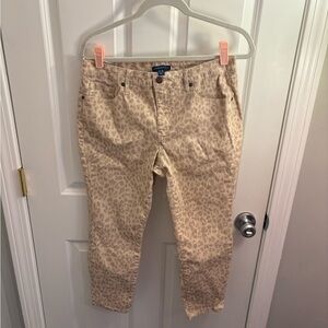 Isaac Mizrahi Beige Animal Print Pants 12 Petite